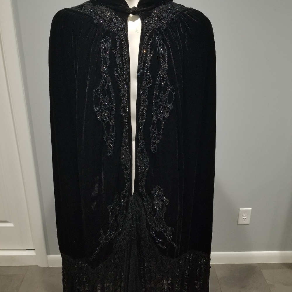 Velvet beaded opera, witch cape.